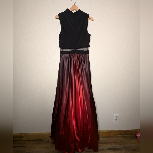 Betsy & Adam Black and Red Ombre Formal Dress - Picture 5 of 7